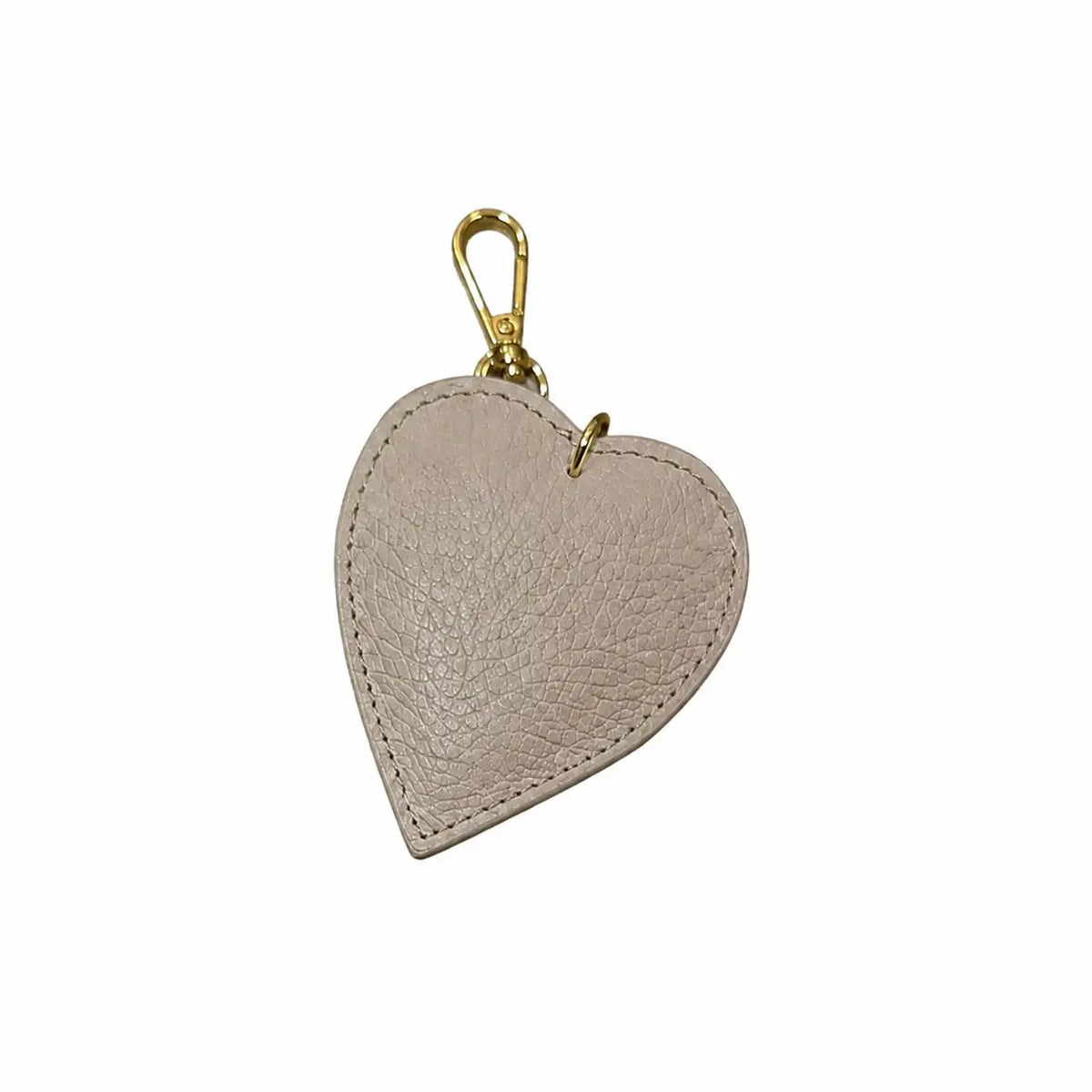 Portachiavi charm borsa pelle cuoricino beige