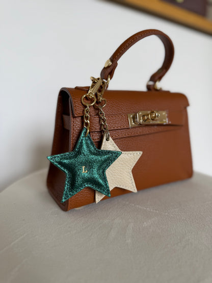 Portachiavi charm pelle modello stella composizione