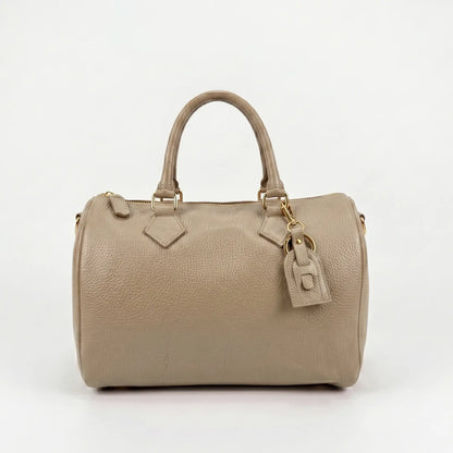 Borsa bauletto classico pelle martellata beige