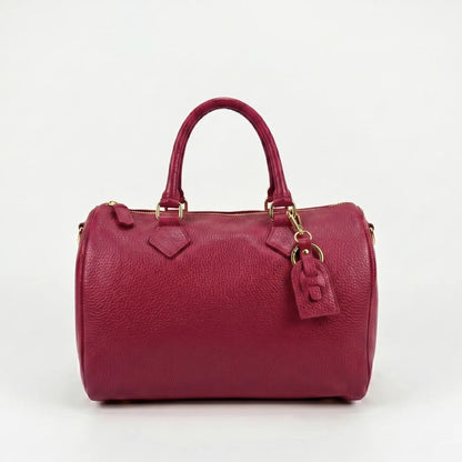 Borsa bauletto classico pelle martellata borgogna