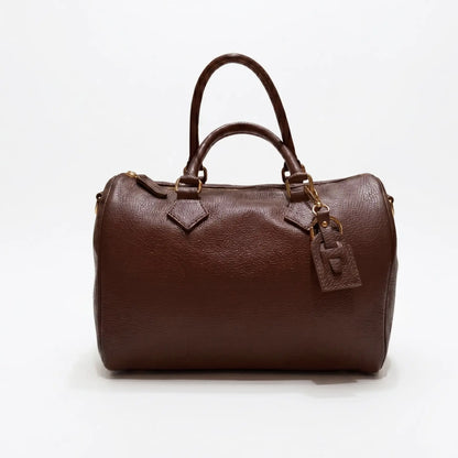Borsa bauletto classico pelle martellata cioccolato