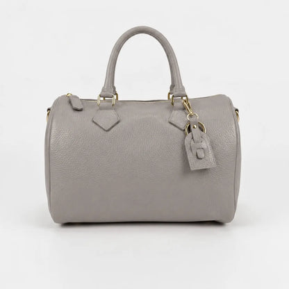 Borsa bauletto classico pelle martellata grigio