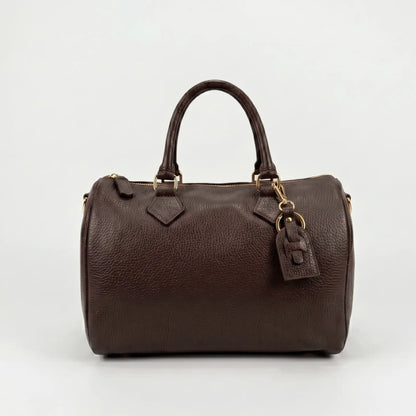 Borsa bauletto classico pelle martellata testa di moro