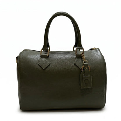 Borsa bauletto classico pelle martellata verde militare