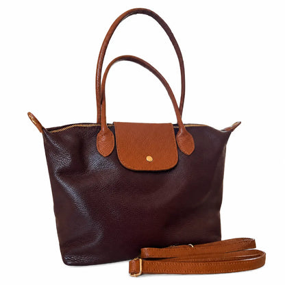 Borsa bottoncina grande vera pelle bordeaux