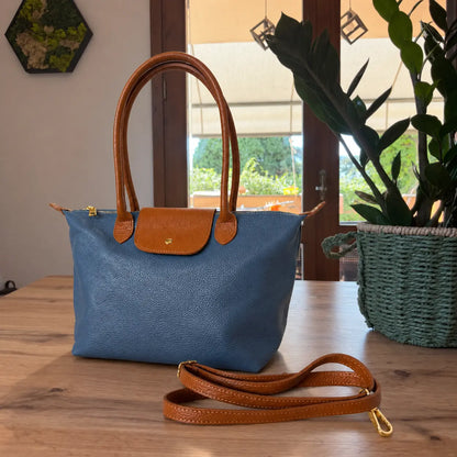 Borsa bottoncina grande vera pelle carta da zucchero