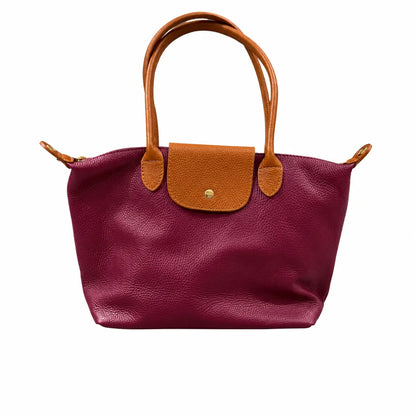 Borsa bottoncina grande vera pelle ciliegia