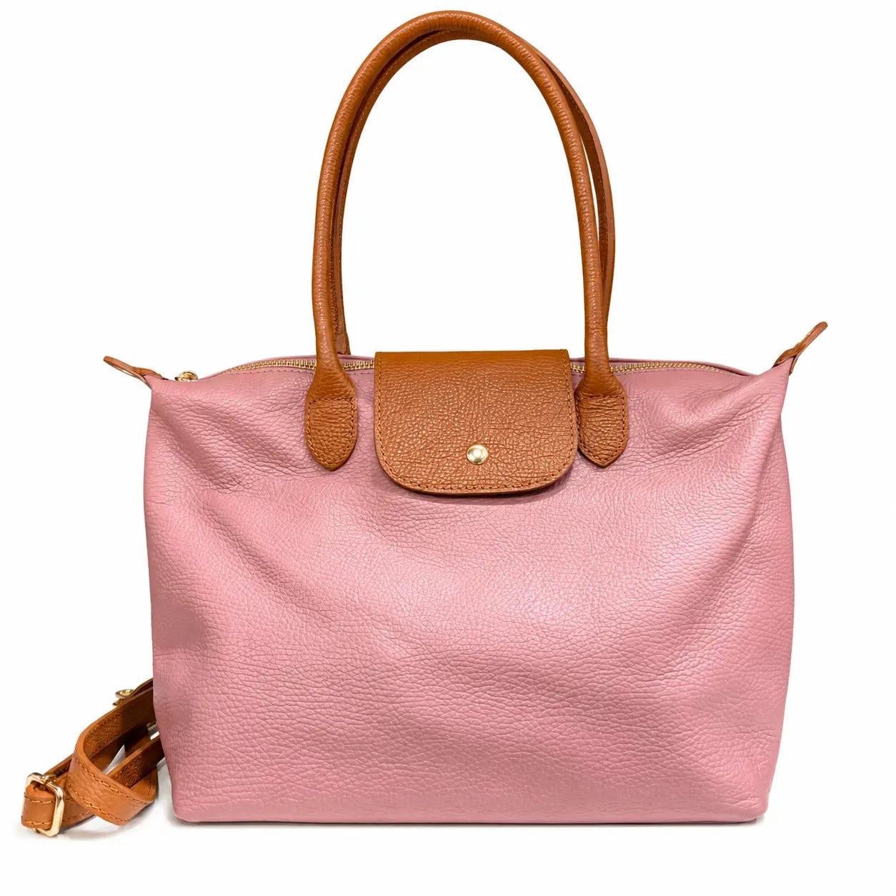 Borsa bottoncina grande vera pelle rosa antico
