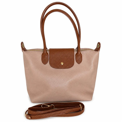 Borsa bottoncina grande vera pelle rosa cipria