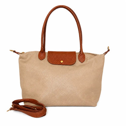 Borsa bottoncina maxi vera pelle beige