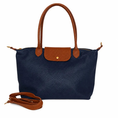 Borsa bottoncina maxi vera pelle blu