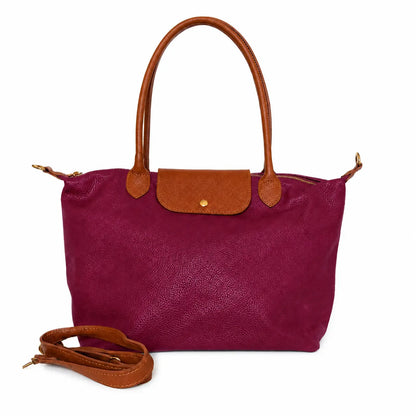 Borsa bottoncina maxi vera pelle ciliegia