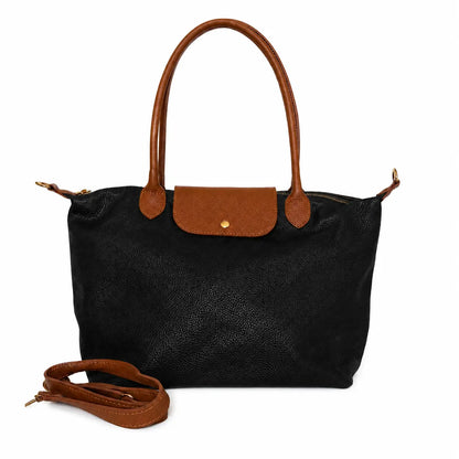 Borsa bottoncina maxi vera pelle nera