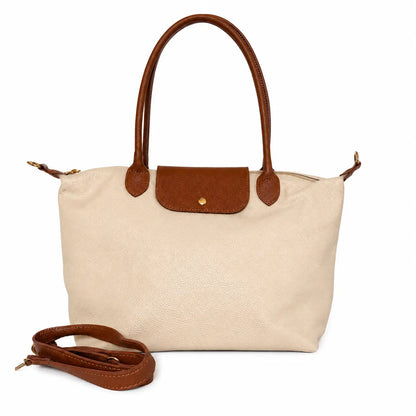 Borsa bottoncina maxi vera pelle panna