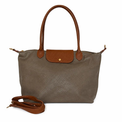 Borsa bottoncina maxi vera pelle taupe