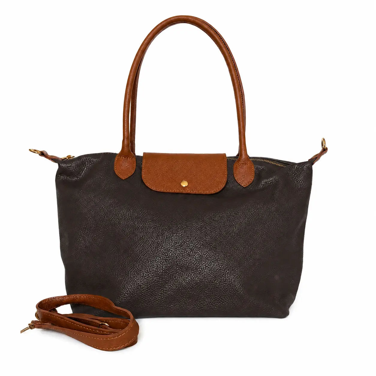 Borsa bottoncina maxi vera pelle testa di moro