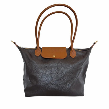 Borsa bottoncina maxi vera pelle testa di moro