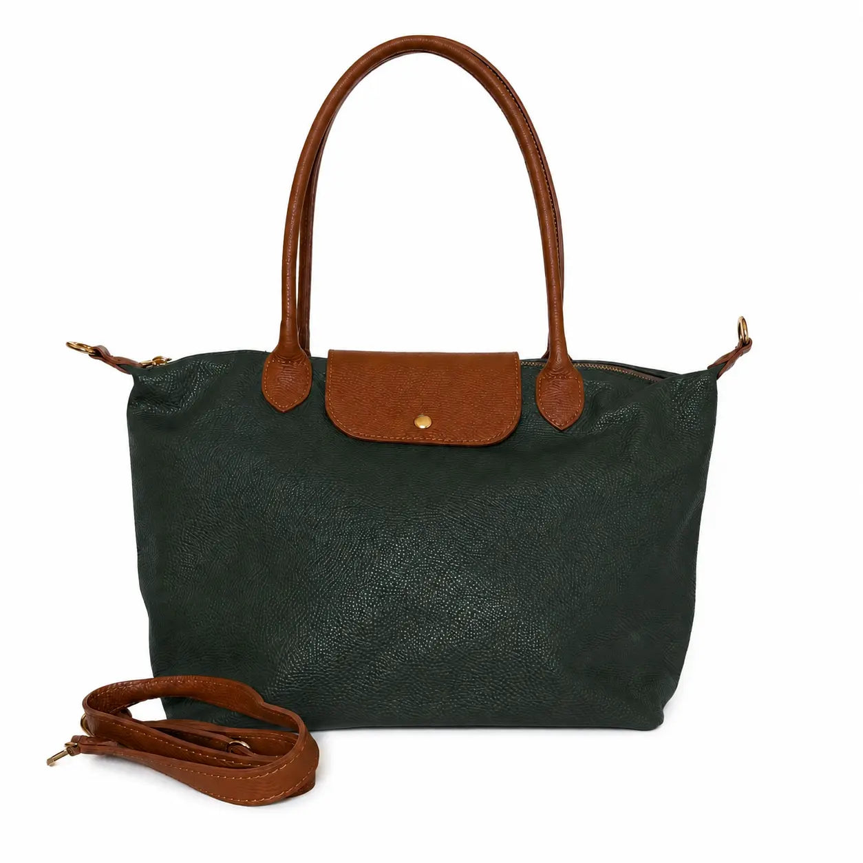 Borsa bottoncina maxi vera pelle verde bosco