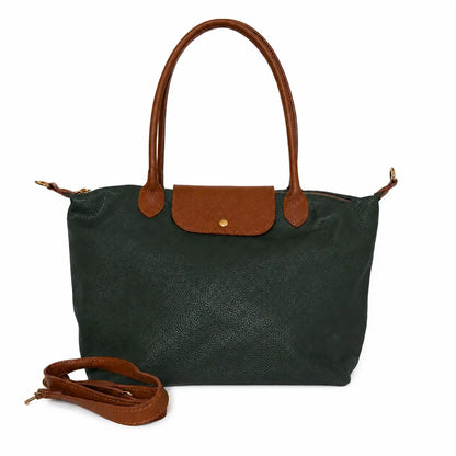 Borsa bottoncina maxi vera pelle verde bosco