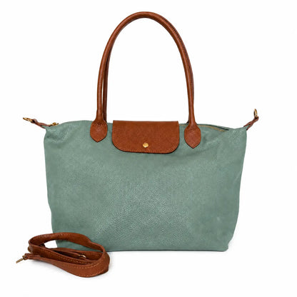 Borsa bottoncina maxi vera pelle verde salvia
