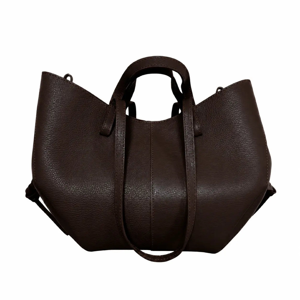 Borsa estendibile spalla mano capiente pelle extension testa di moro