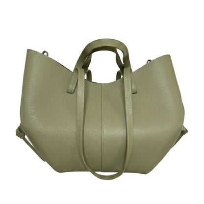Borsa estendibile spalla mano capiente pelle extension verde pistacchio