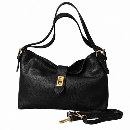 Borsa maya pelle spalla tracolla nera