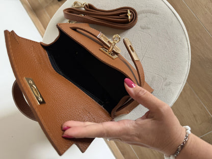 Borsa mini kelly pelle camoscio aperta2