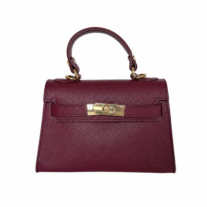 Borsa mini kelly pelle camoscio bordeaux pelle