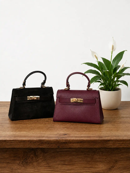 Borsa mini kelly pelle camoscio gruppo