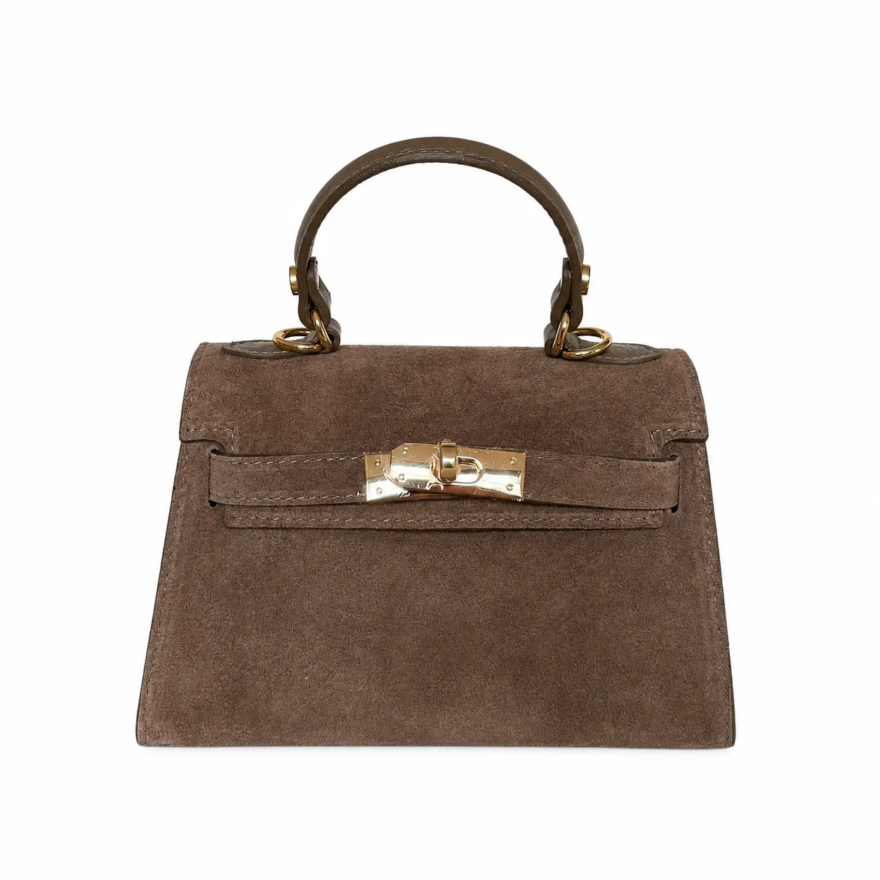 Borsa mini kelly pelle camoscio taupe camoscio