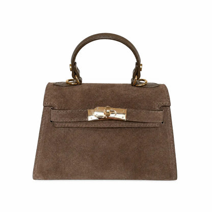 Borsa mini kelly pelle camoscio taupe camoscio