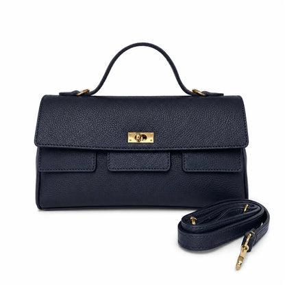 Borsa pelle martellata aura blu navy