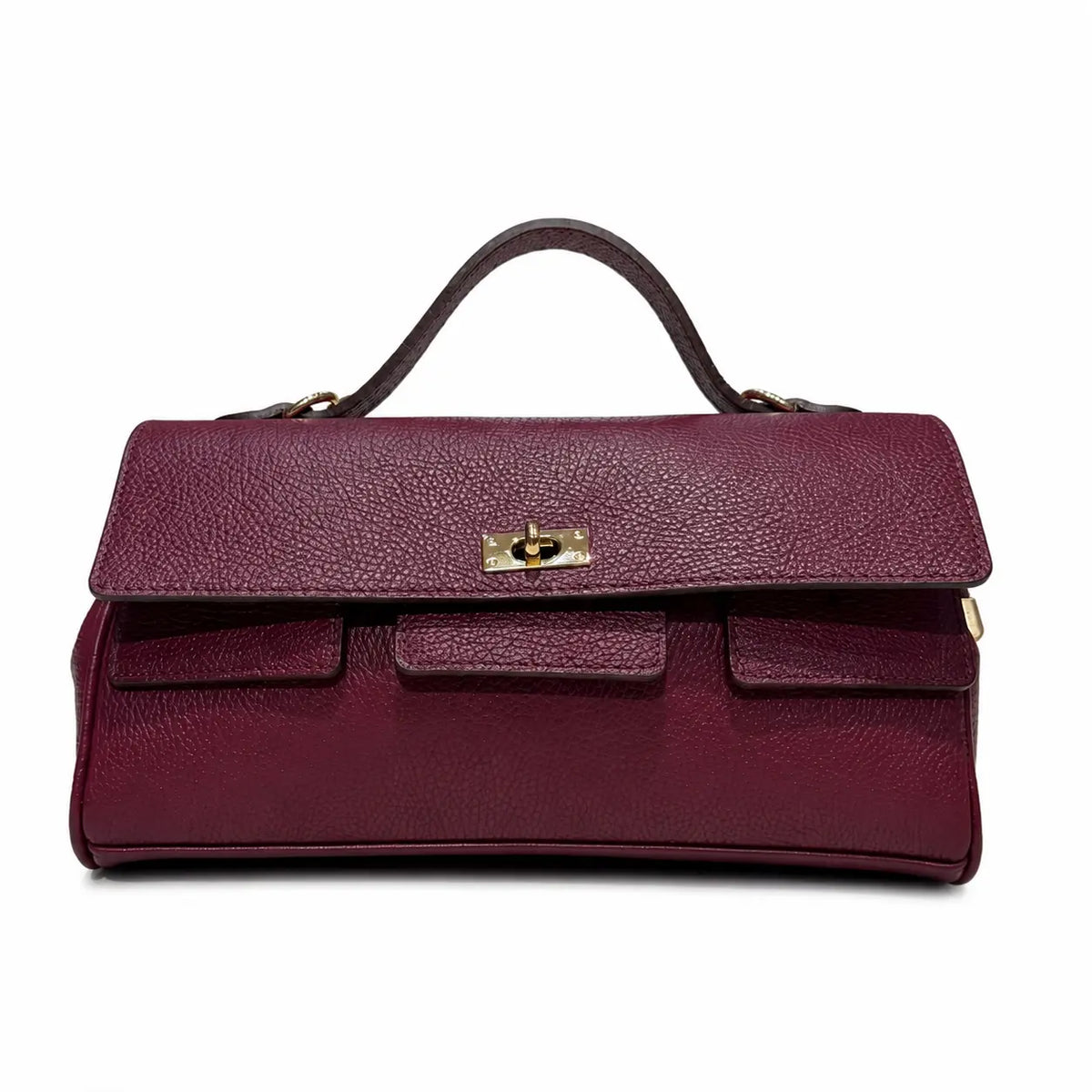Borsa pelle martellata aura borgogna