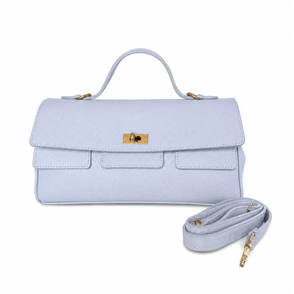 Borsa pelle martellata aura celeste