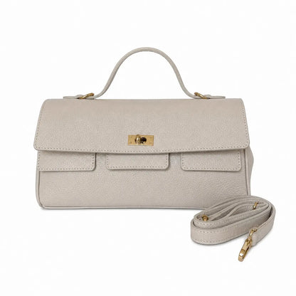 Borsa pelle martellata aura panna
