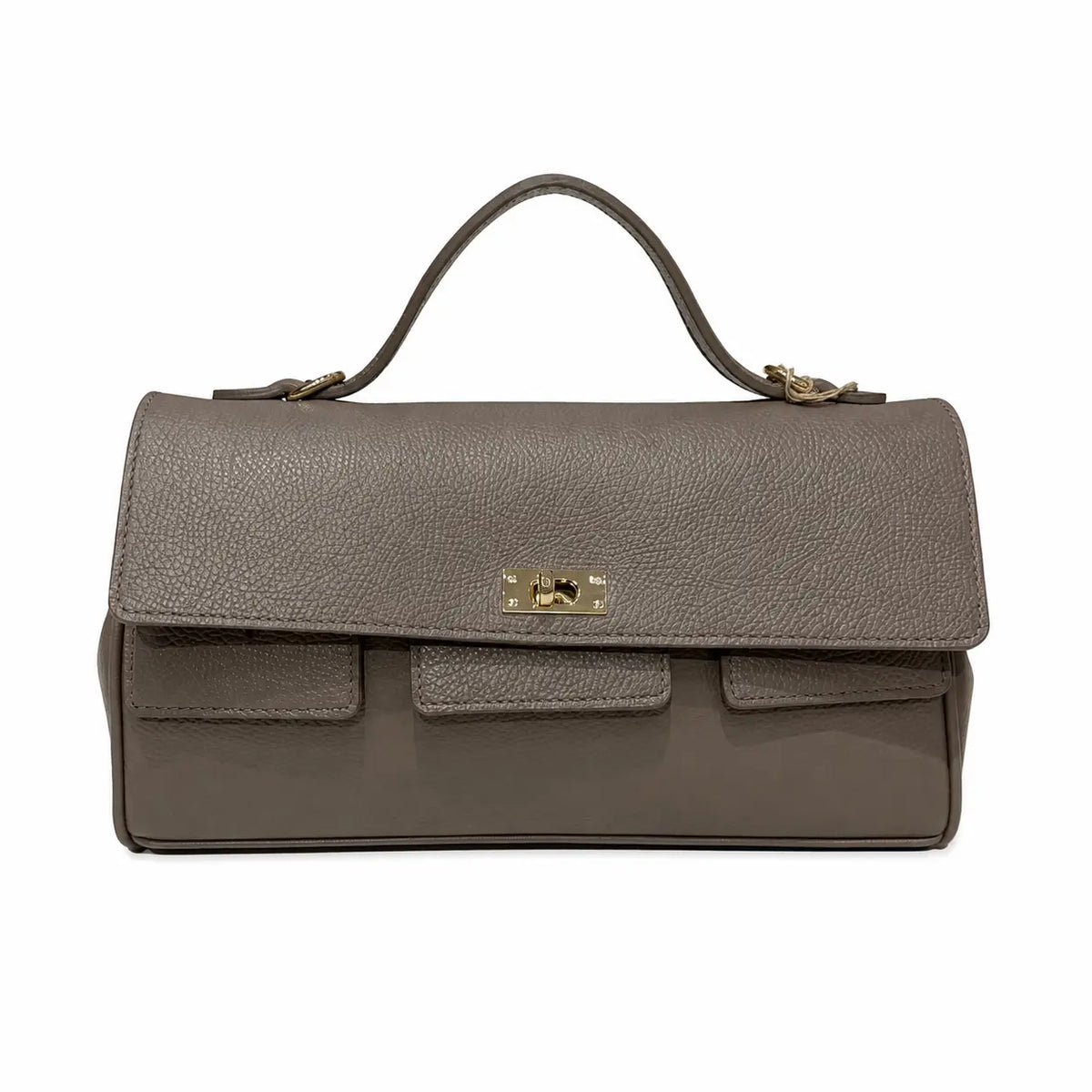 Borsa pelle martellata aura taupe