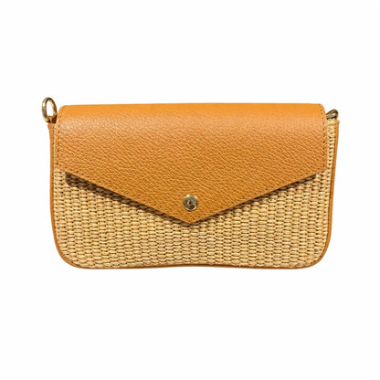 Borsa pochette daisy rafia cuoio beige cuoio