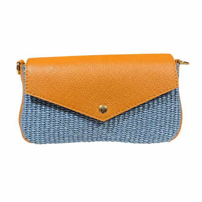 Borsa pochette daisy rafia cuoio carta da zucchero cuoio
