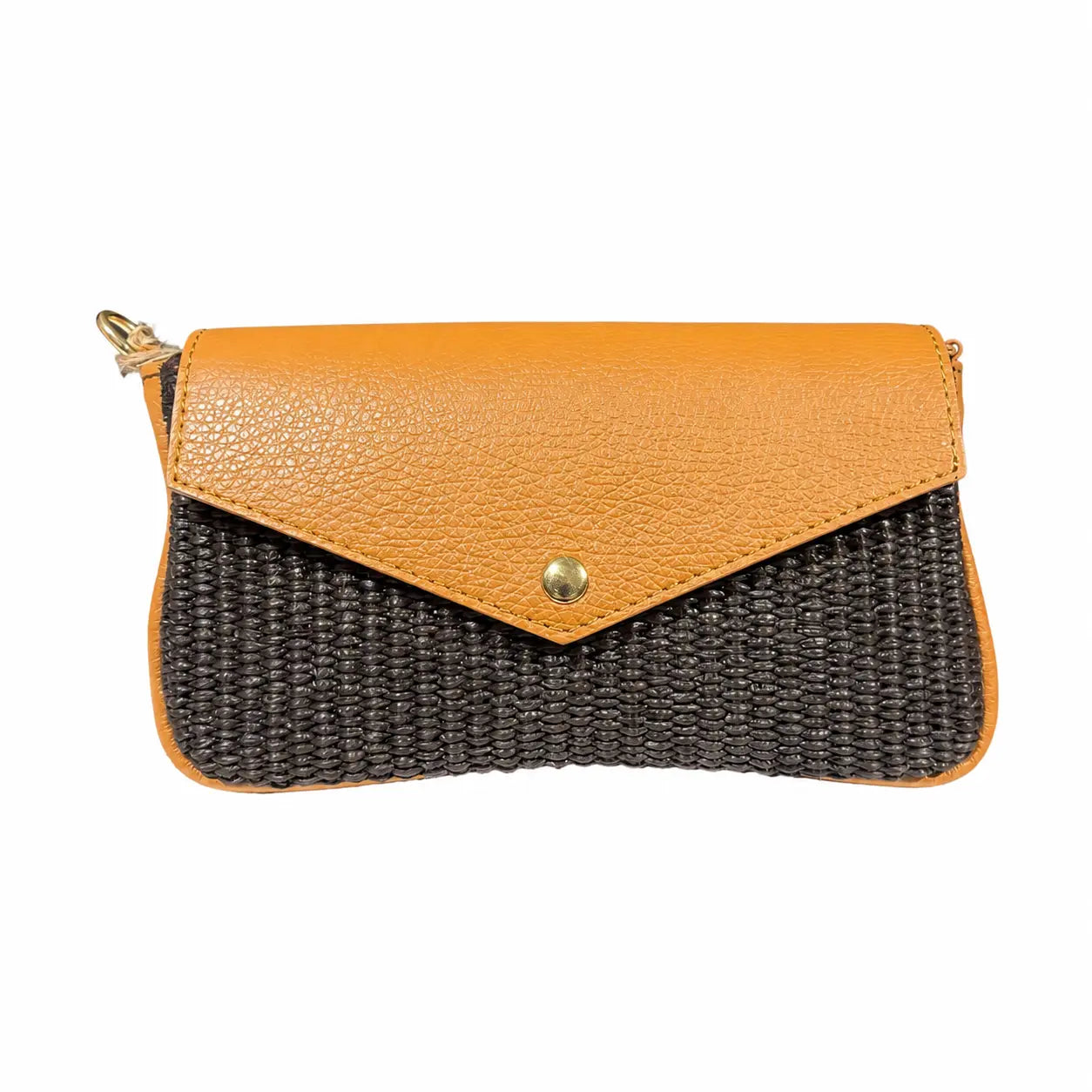 Borsa pochette daisy rafia cuoio nero cuoio
