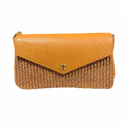 Borsa pochette daisy rafia cuoio oro cuoio