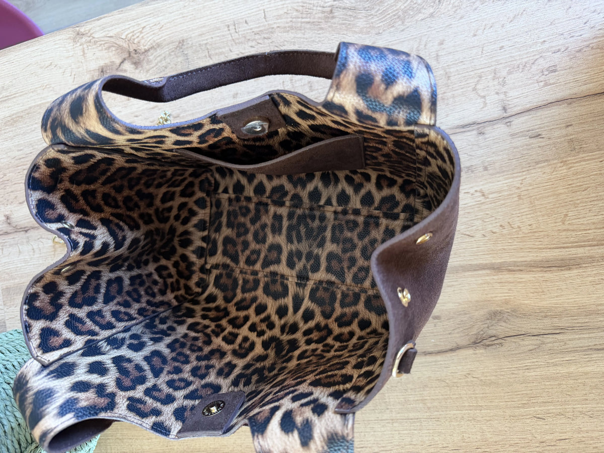 Borsa savana vera pelle mano tracolla aperta