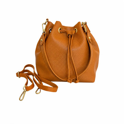Borsa secchiello cleo pelle martellata cuoio
