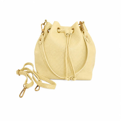 Borsa secchiello cleo pelle martellata giallo