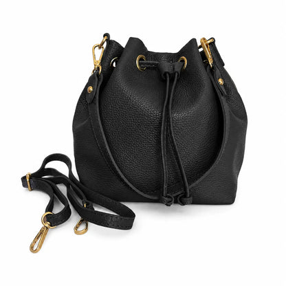 Borsa secchiello cleo pelle martellata nera