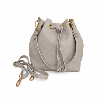 Borsa secchiello cleo pelle martellata panna