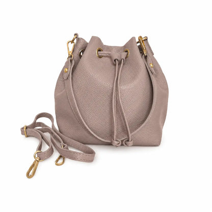 Borsa secchiello cleo pelle martellata rosa cipria