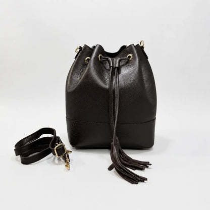Borsa secchiello grande vera pelle tracolla manico testa di moro