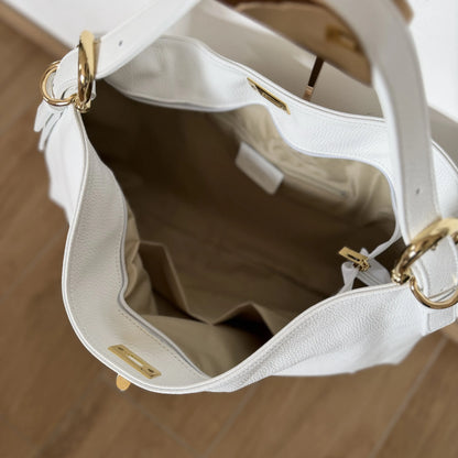 Borsa spalla sacca sandy bianca aperta