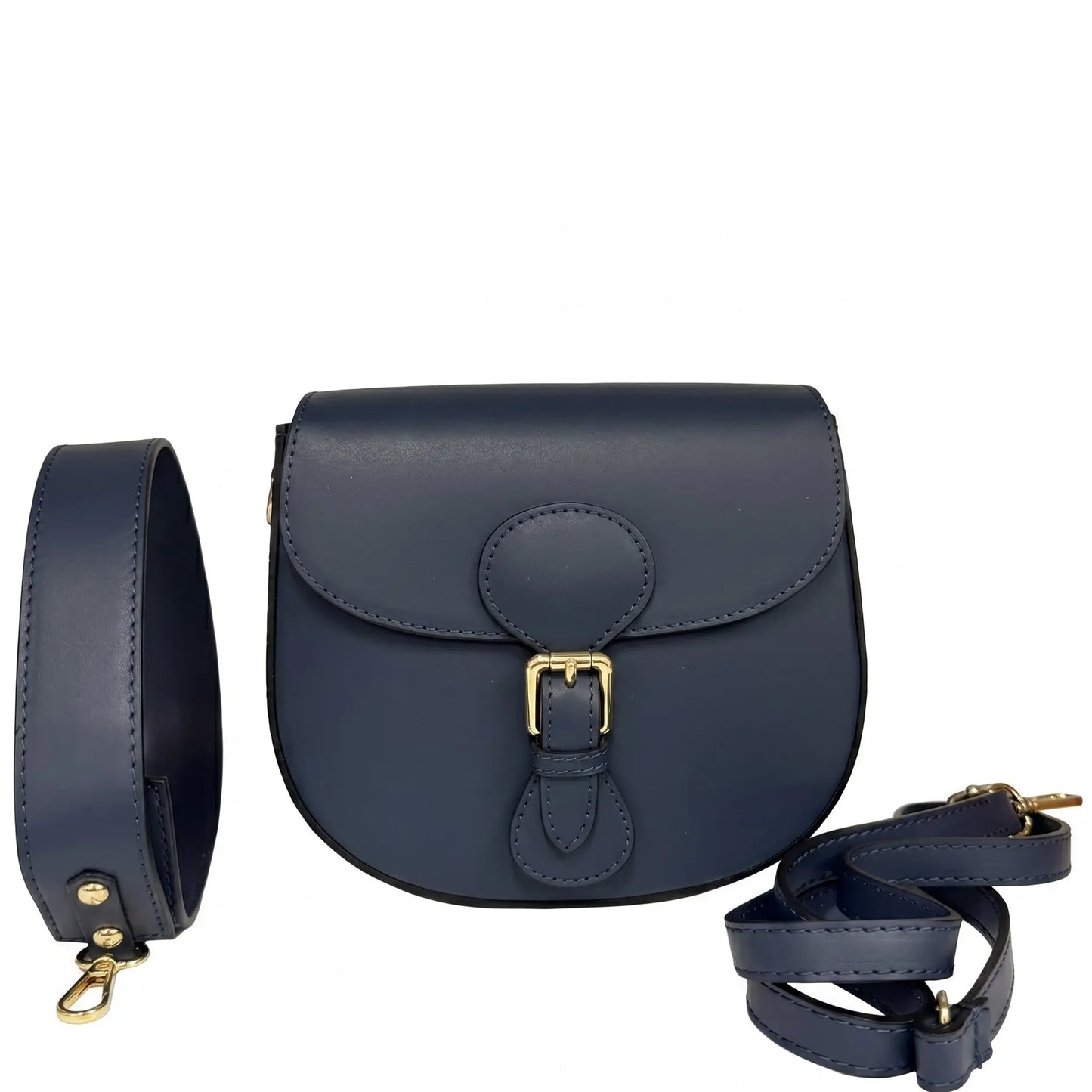 Borsa spalla tracolla pelle liscia postina blu scuro